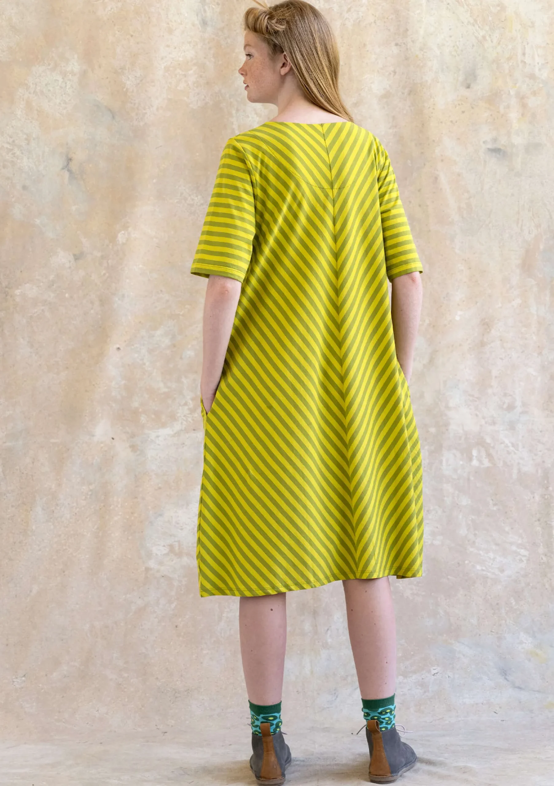 Discount Gudrun Sjödén Basic-Streifenkleid Aus Bio-Baumwolle hellkräutergrün-limettengrün