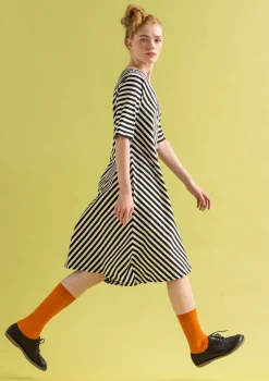 Gudrun Sjödén Basic-Streifenkleid Aus Bio-Baumwolle schwarz-ungebleicht