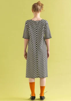 Gudrun Sjödén Basic-Streifenkleid Aus Bio-Baumwolle schwarz-ungebleicht