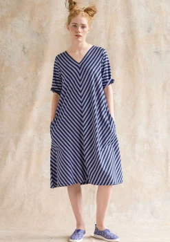 Best Gudrun Sjödén Basic-Streifenkleid Aus Bio-Baumwolle dunkelindigo-distel