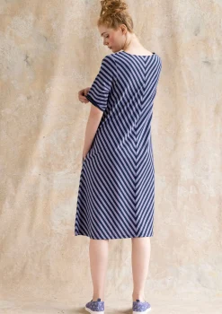 Best Gudrun Sjödén Basic-Streifenkleid Aus Bio-Baumwolle dunkelindigo-distel