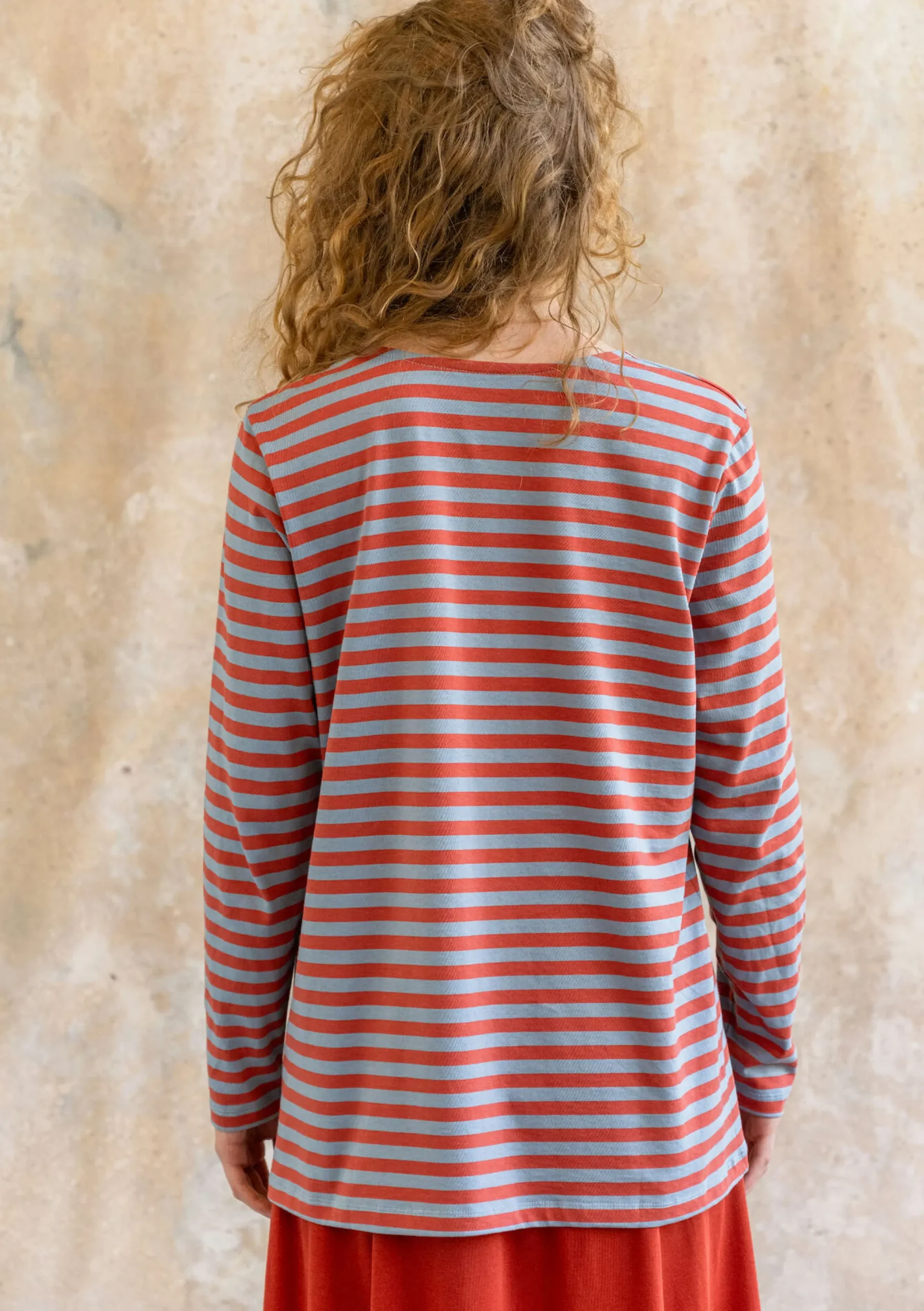 Outlet Gudrun Sjödén Basic-Streifenshirt Aus Bio-Baumwolle taubenblau-ziegel