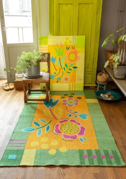 New Gudrun Sjödén Bestickter Teppich Flowers Aus Bio-Baumwolle zikade