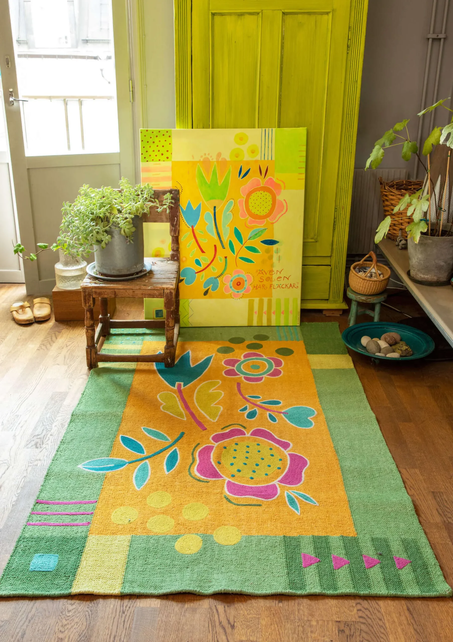 New Gudrun Sjödén Bestickter Teppich Flowers Aus Bio-Baumwolle zikade
