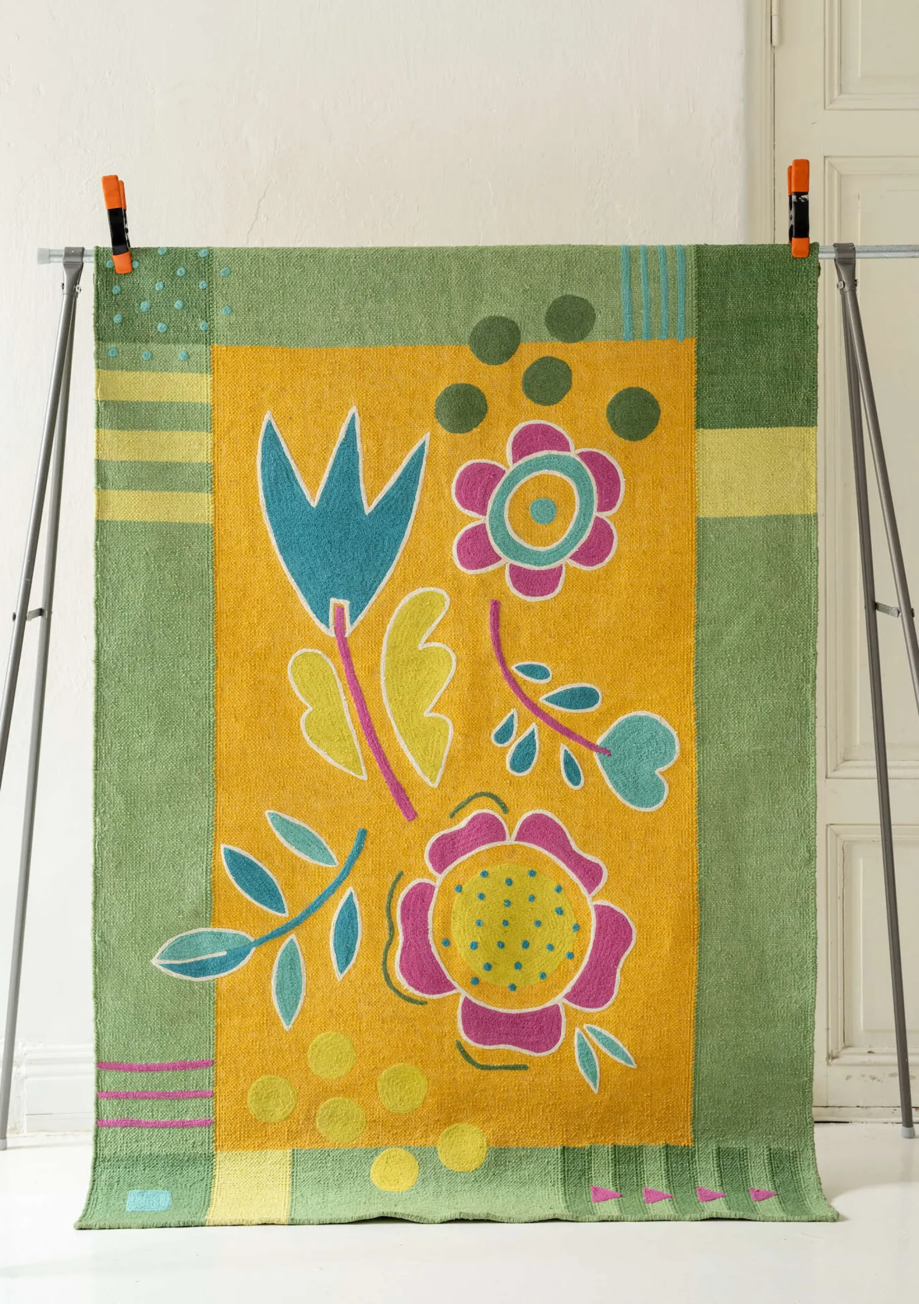 New Gudrun Sjödén Bestickter Teppich Flowers Aus Bio-Baumwolle zikade