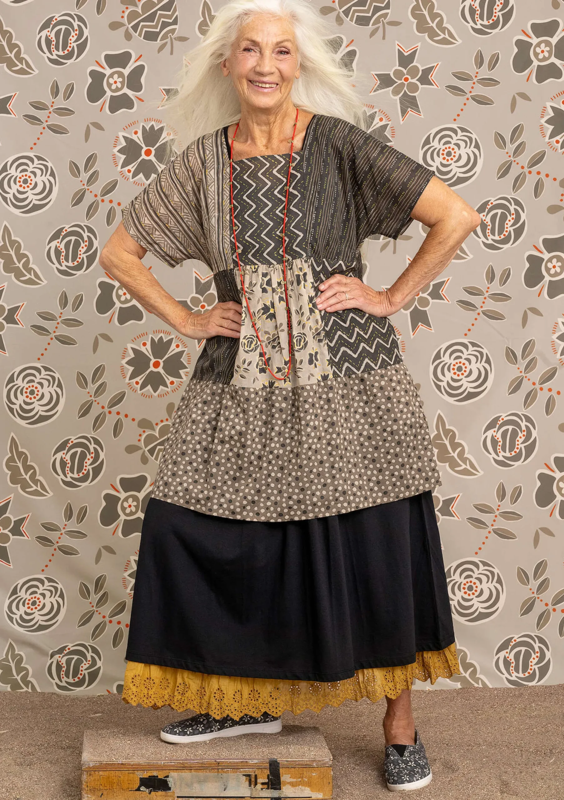 Clearance Gudrun Sjödén Bluse Amber Aus Bio-Baumwolle aschgrau