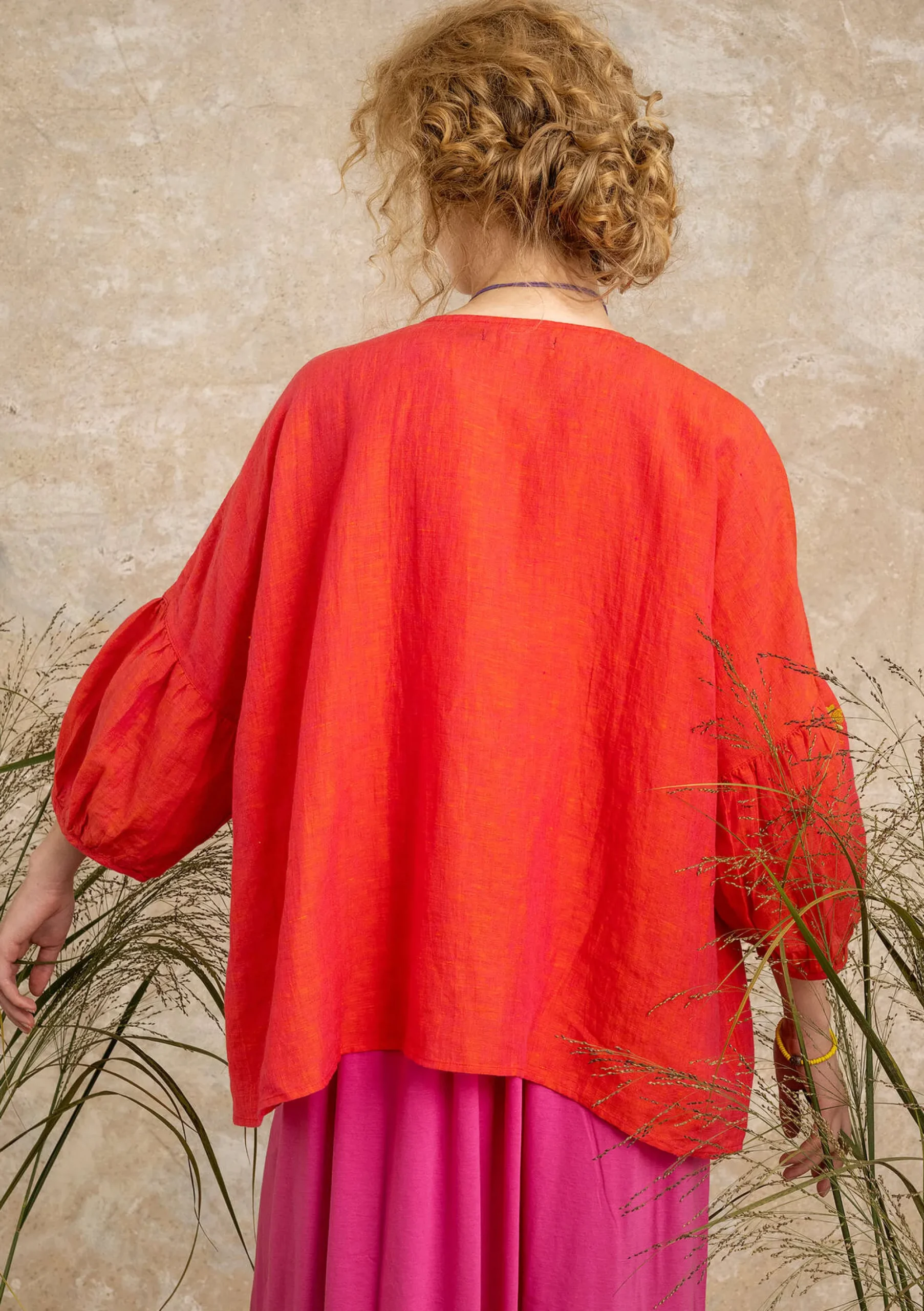 Outlet Gudrun Sjödén Bluse Aus Leinen radieschen
