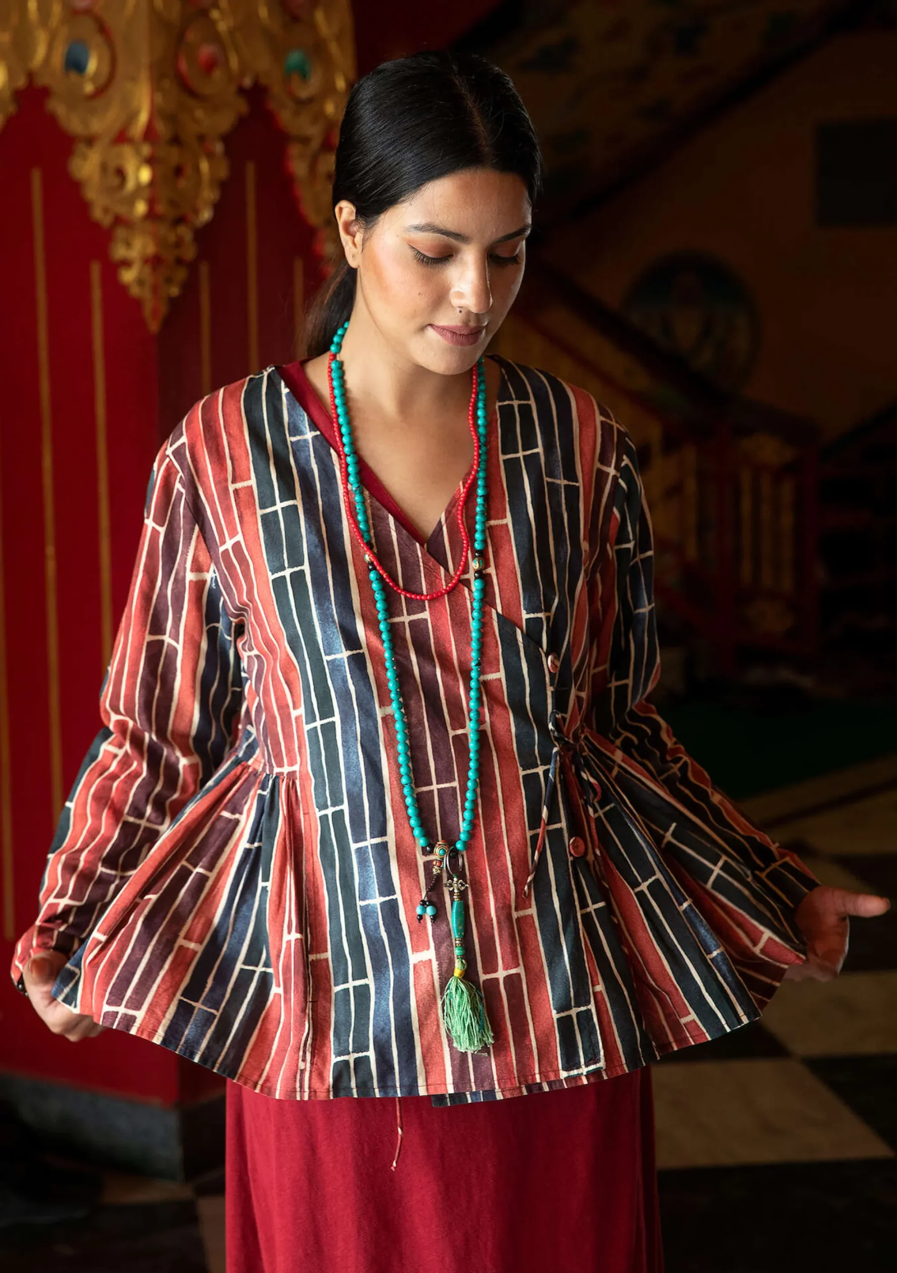 Discount Gudrun Sjödén Bluse Himalaya Aus Bio-Baumwolle opalgrün