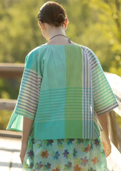 Best Gudrun Sjödén Bluse Madras Aus Bio-Baumwollgewebe jade