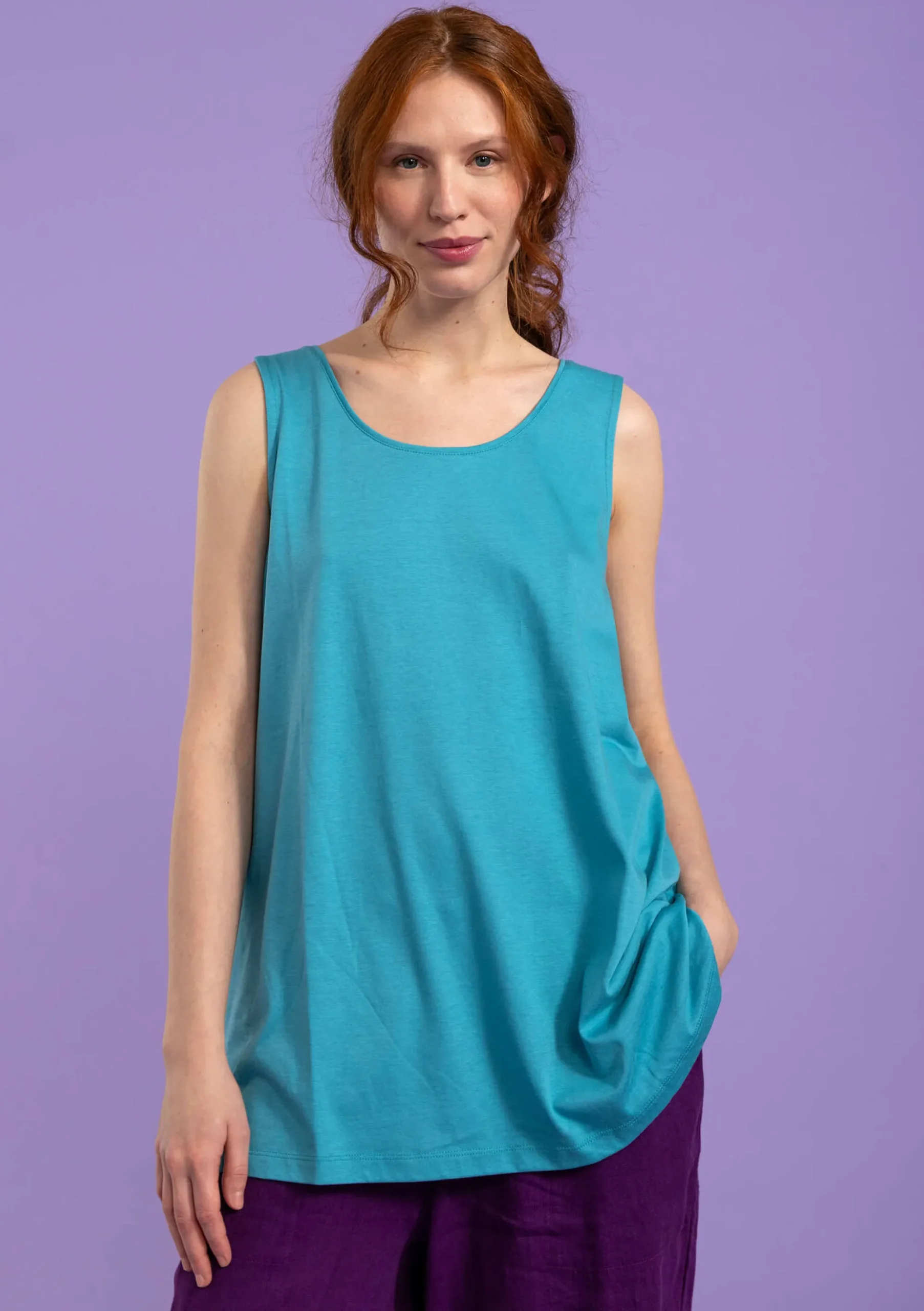 Outlet Gudrun Sjödén Einfarbiges Jerseytop Aus Bio-Baumwolle/Modal aqua