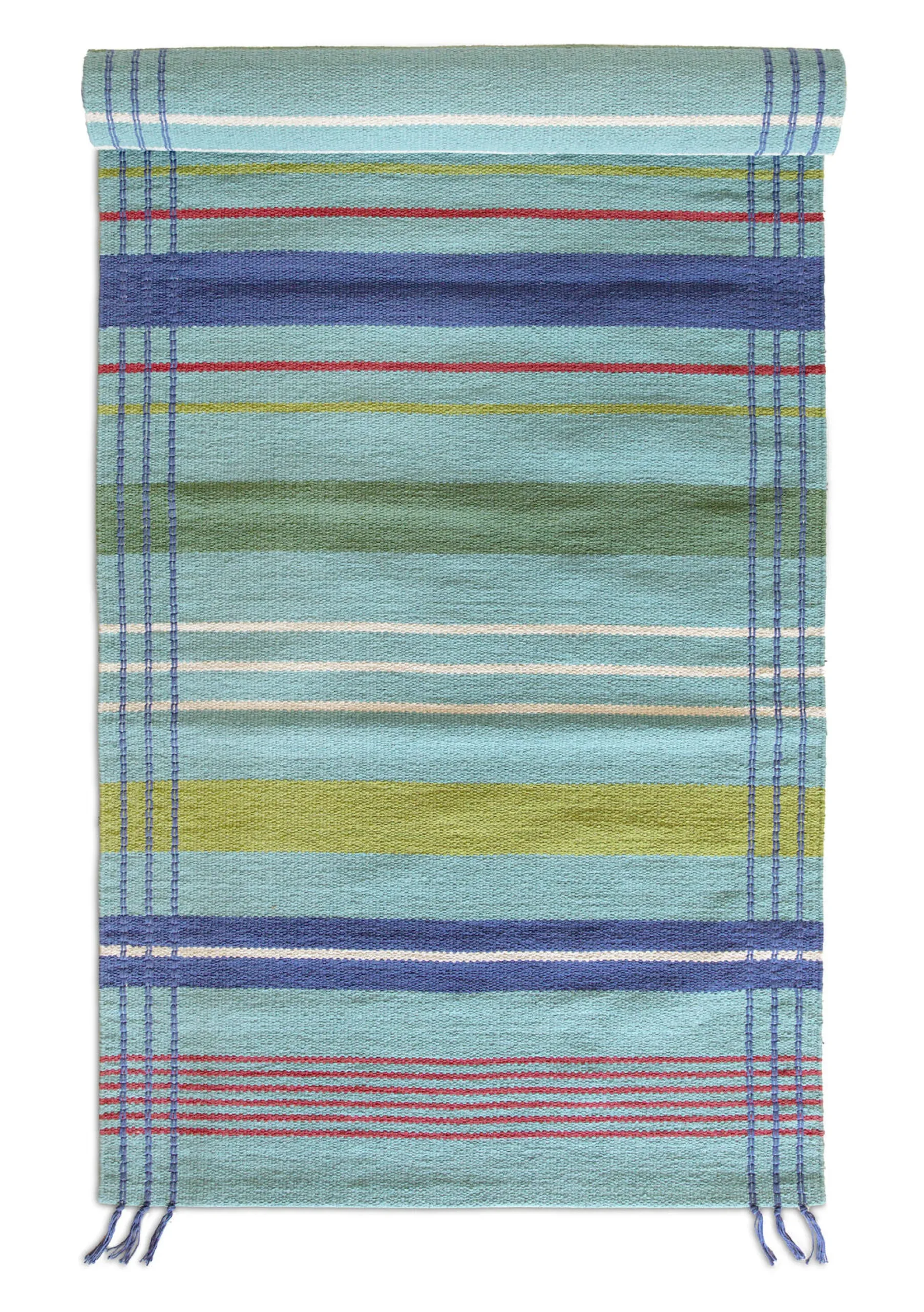 Clearance Gudrun Sjödén Gestreifter Läufer Jaipur Aus Bio-Baumwolle aquamarin
