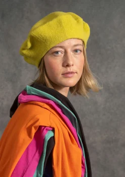 Clearance Gudrun Sjödén Gestrickte Baskenmütze Aus Gefilzter Bio-Wolle limettengrün