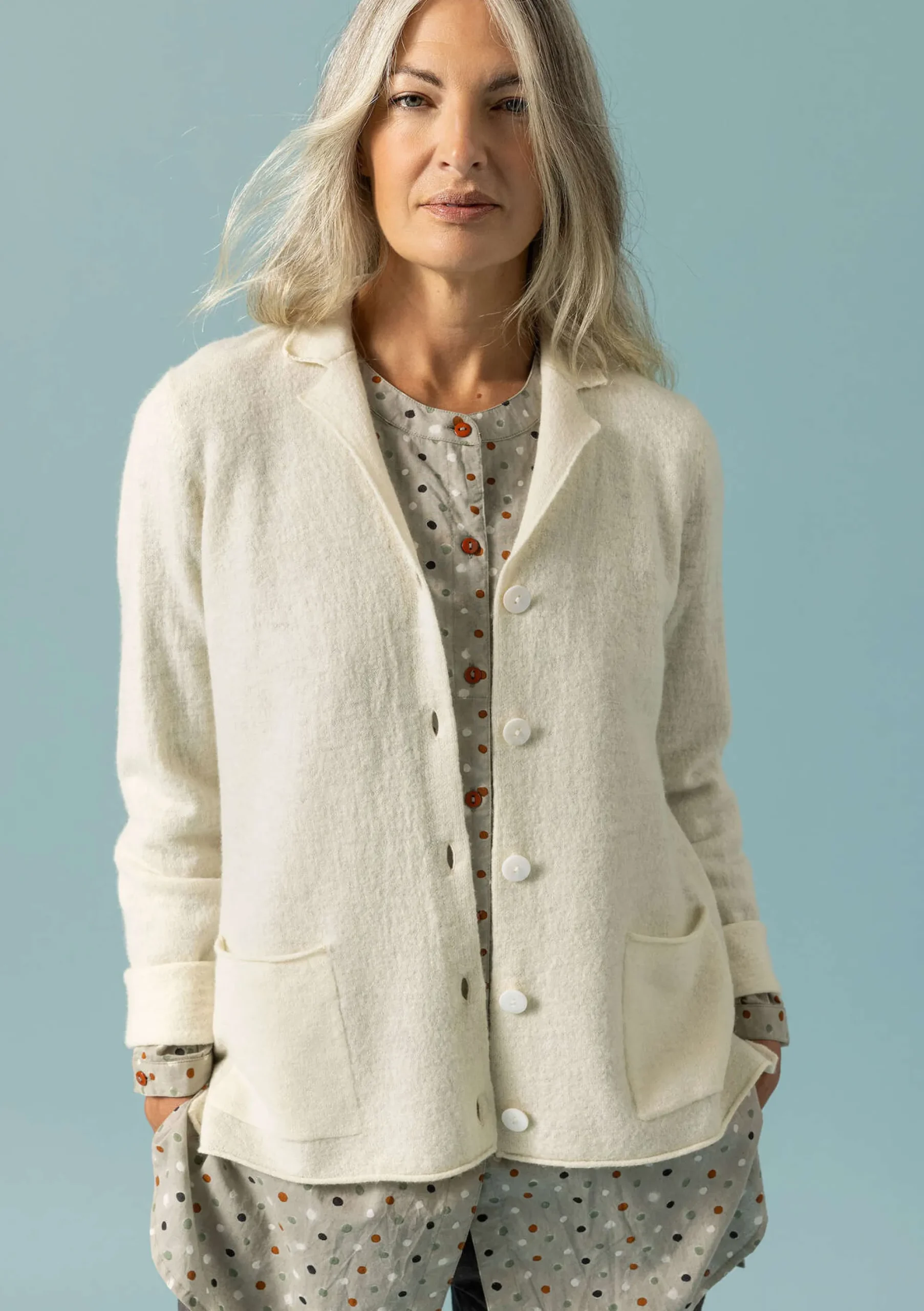 Discount Gudrun Sjödén Gestrickter Blazer Aus Gefilzter Bio-Wolle ungefärbt