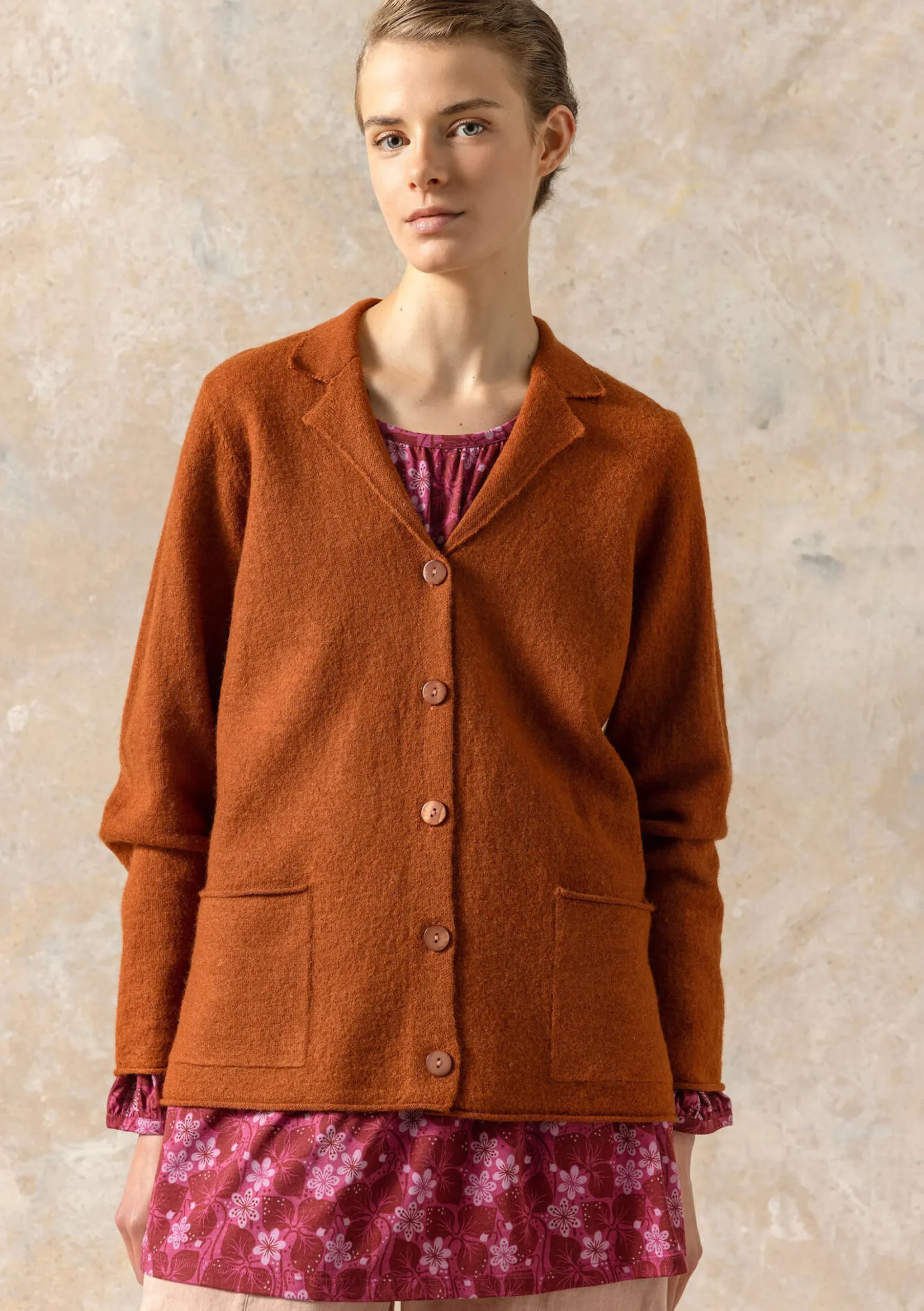 New Gudrun Sjödén Gestrickter Blazer Aus Gefilzter Bio-Wolle pekannuss-melange