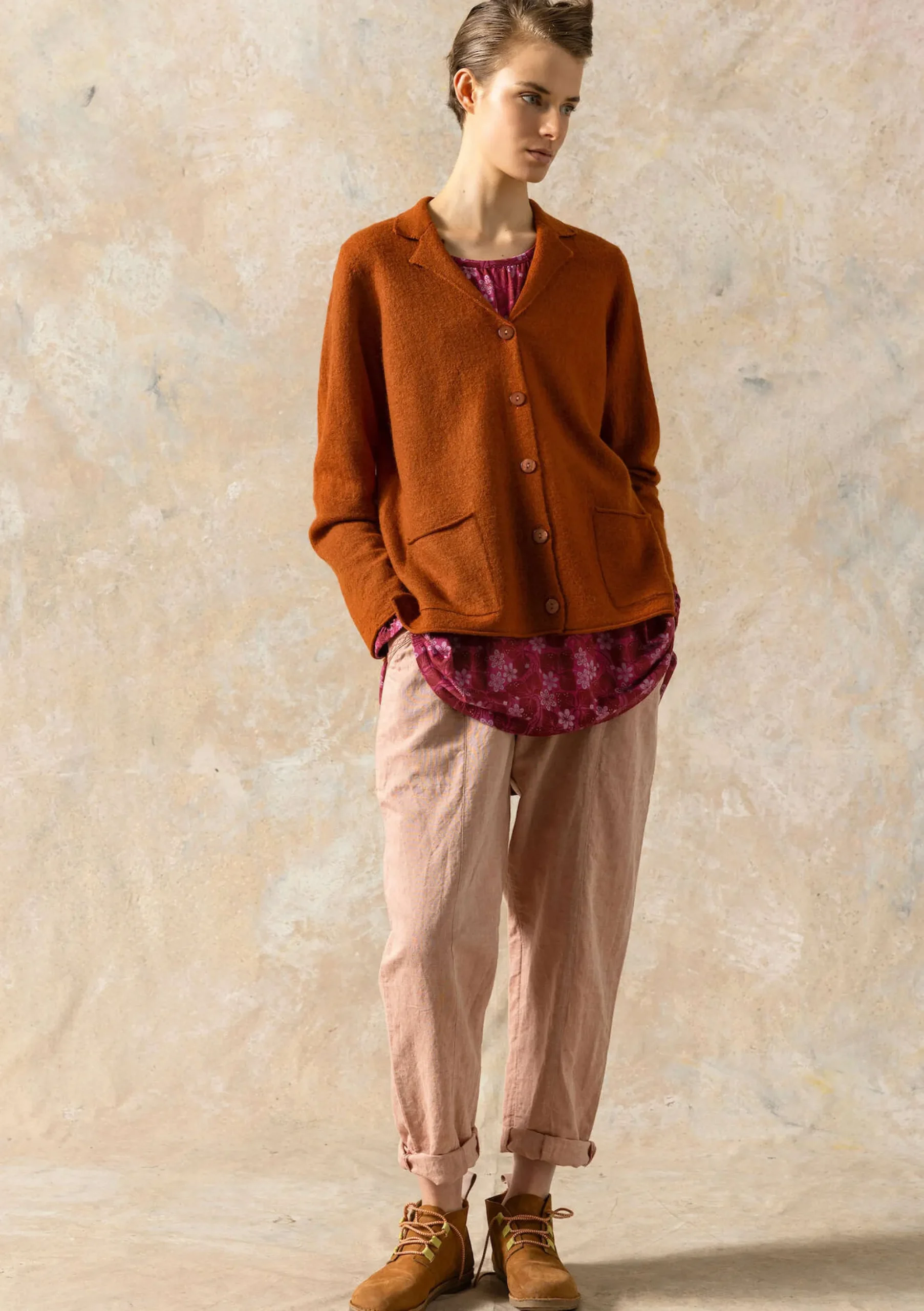 New Gudrun Sjödén Gestrickter Blazer Aus Gefilzter Bio-Wolle pekannuss-melange
