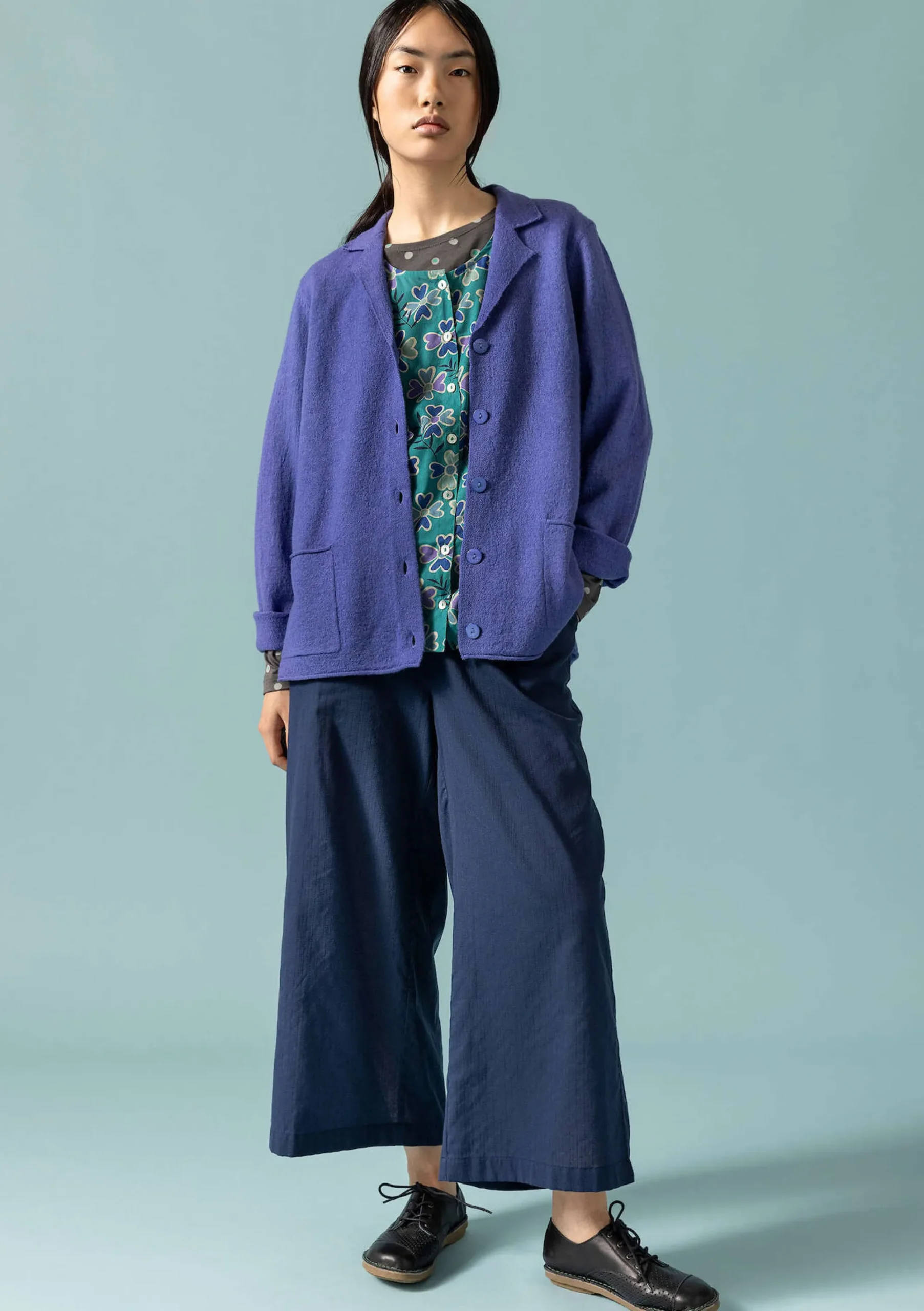 Sale Gudrun Sjödén Gestrickter Blazer Aus Gefilzter Bio-Wolle himmelblau