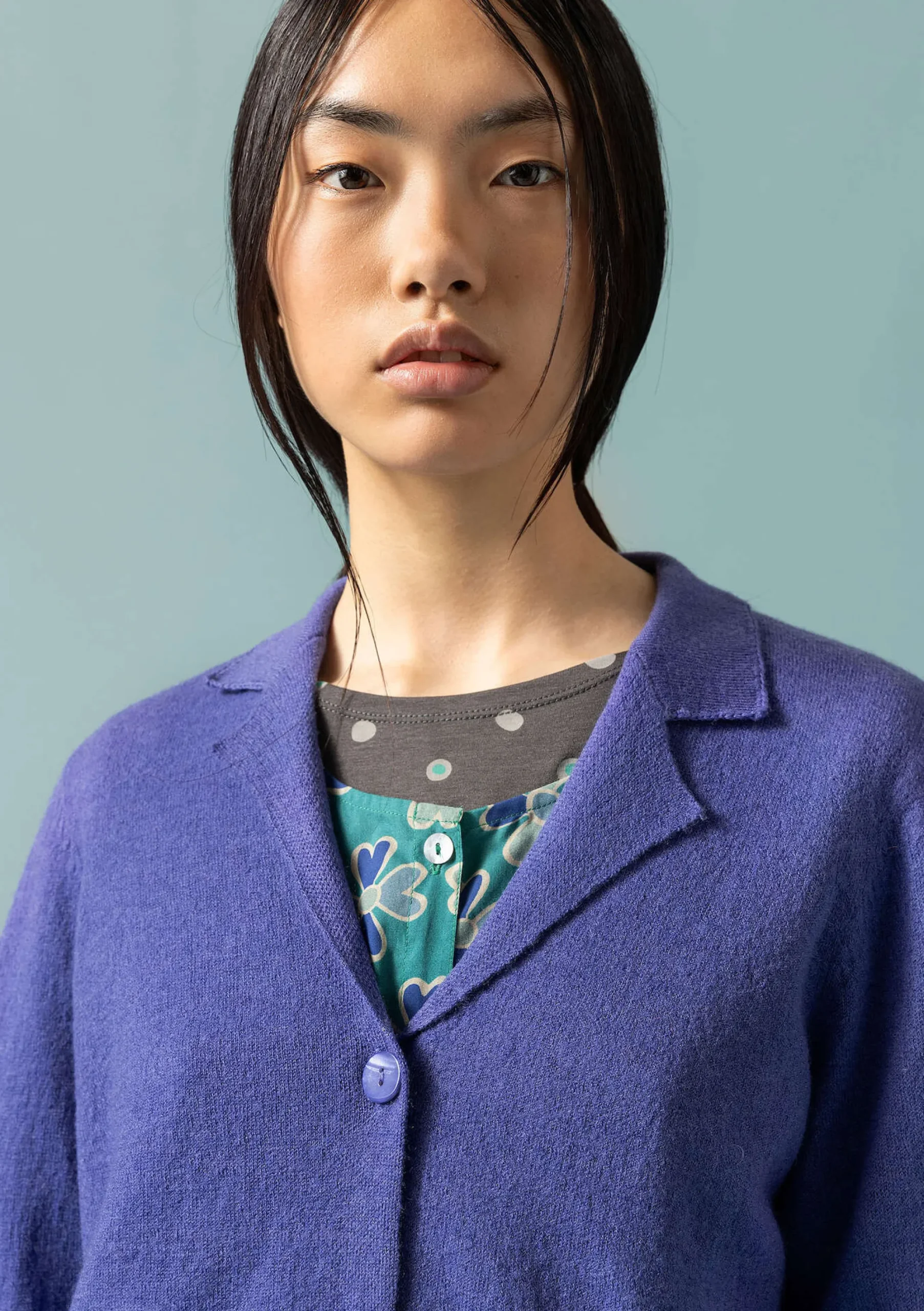 Sale Gudrun Sjödén Gestrickter Blazer Aus Gefilzter Bio-Wolle himmelblau