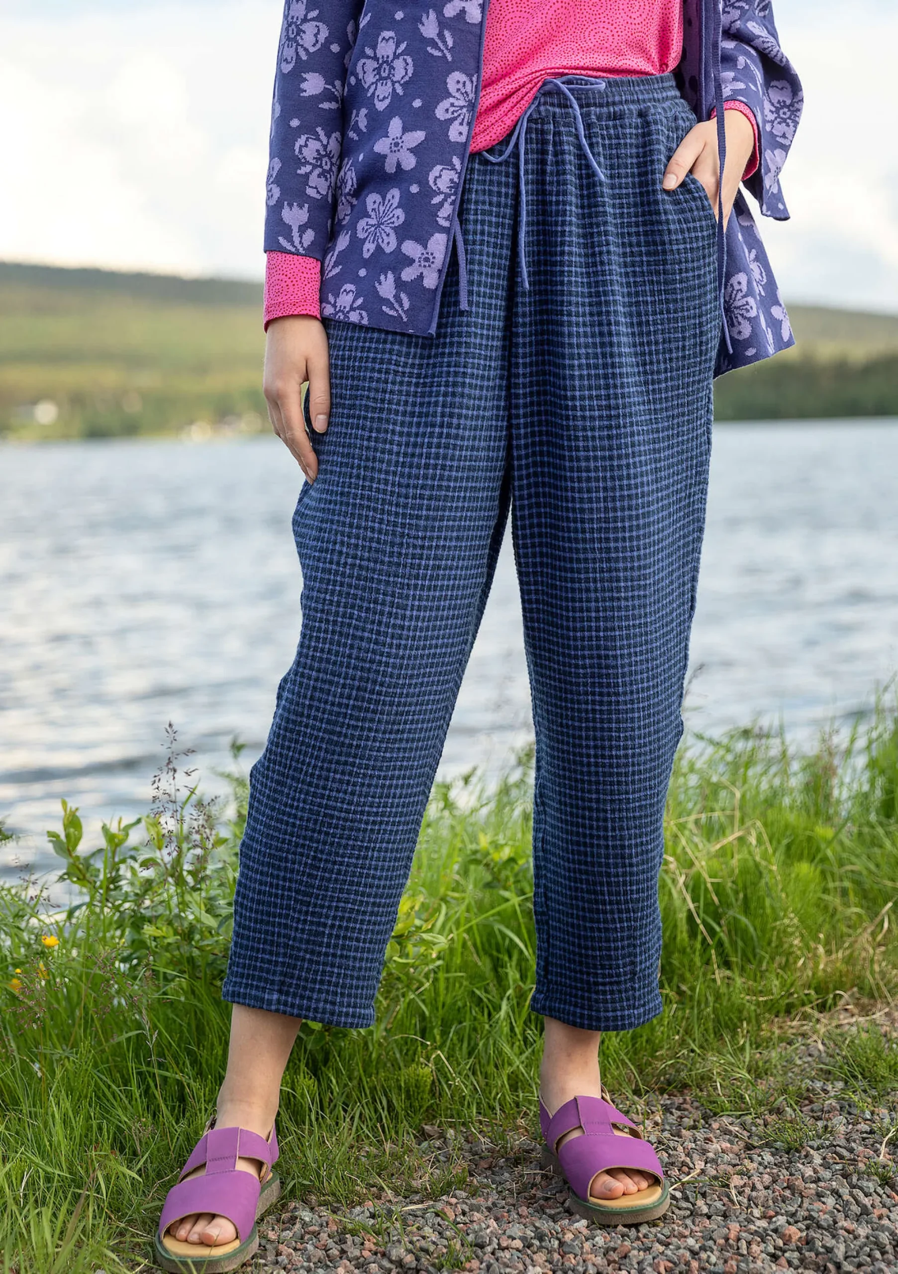 Outlet Gudrun Sjödén Hose Ottilia Aus Bio-Baumwollgewebe veilchen