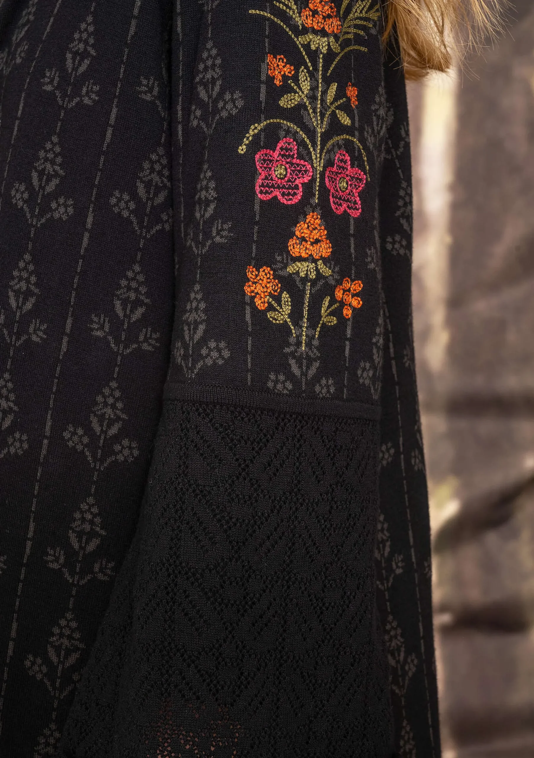 Discount Gudrun Sjödén Jacquardstrickjacke Sunnanå Aus Bio-/Recycling-Baumwolle schwarz