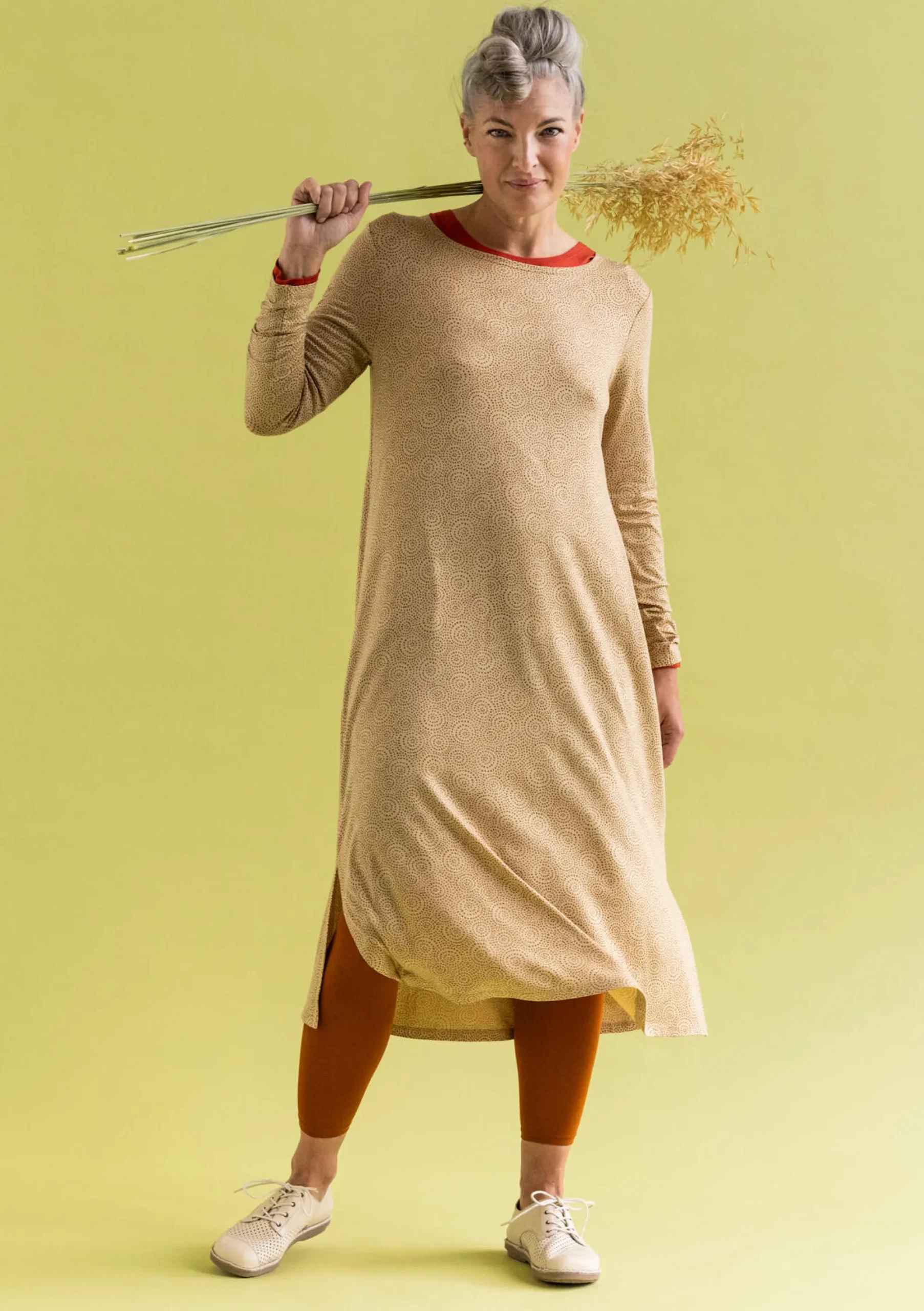 Discount Gudrun Sjödén Jerseykleid Ada Aus Lyocell/Elasthan hafer-gemustert