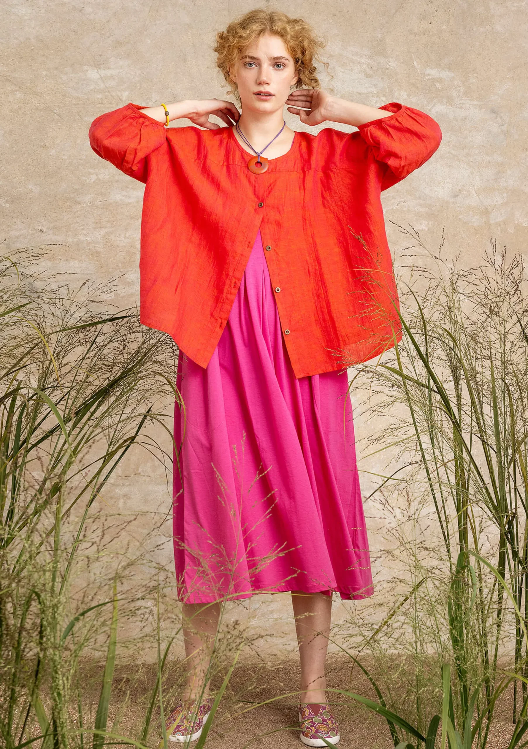 Gudrun Sjödén Jerseykleid Aus Bio-Baumwolle hibiskus