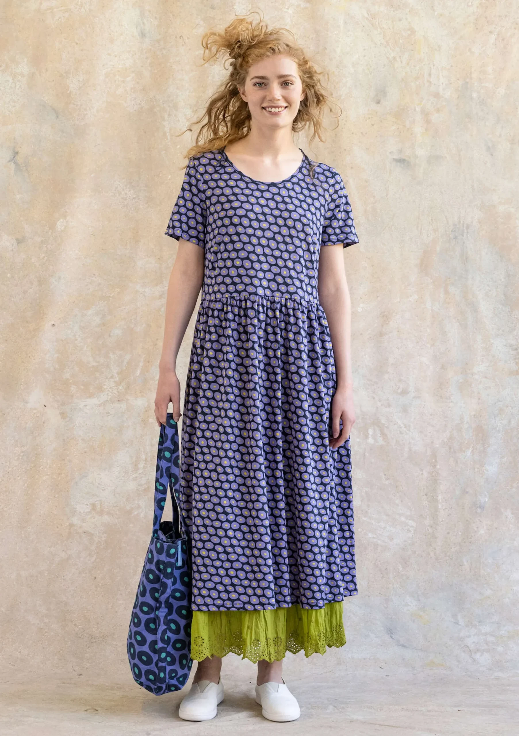 New Gudrun Sjödén Jerseykleid Billie Aus Bio-Baumwolle/Modal dunkelindigo-gemustert