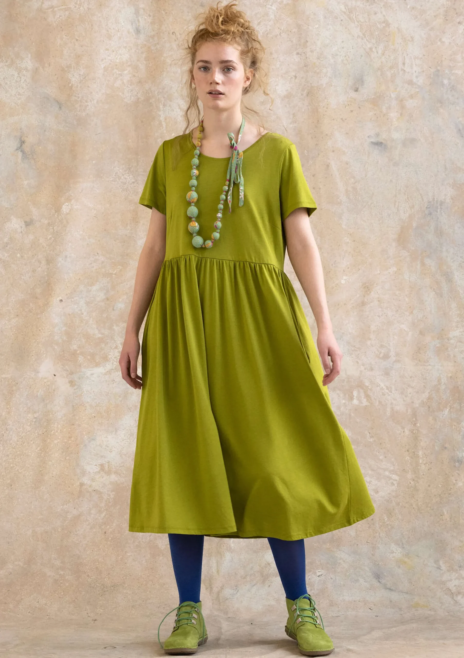 New Gudrun Sjödén Jerseykleid Billie Aus Bio-Baumwolle/Modal hellkräutergrün