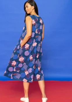 Clearance Gudrun Sjödén Jerseykleid Kompass Aus Bio-Baumwolle indigoblau