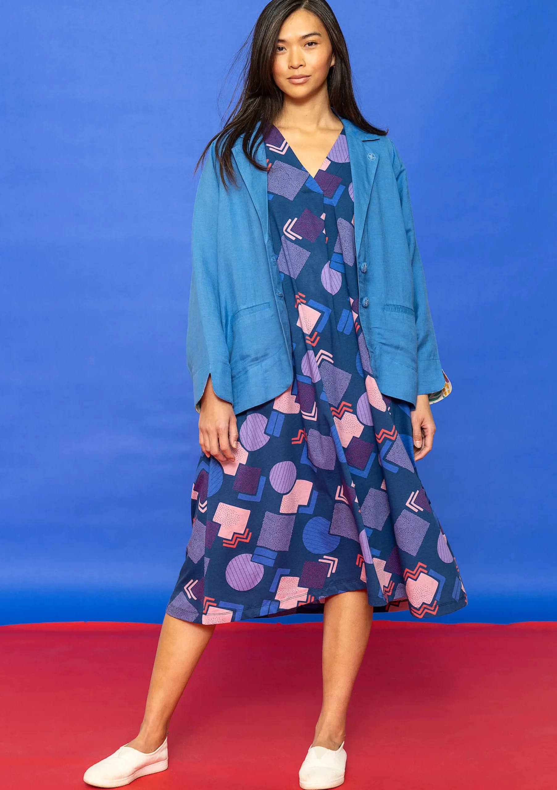 Clearance Gudrun Sjödén Jerseykleid Kompass Aus Bio-Baumwolle indigoblau