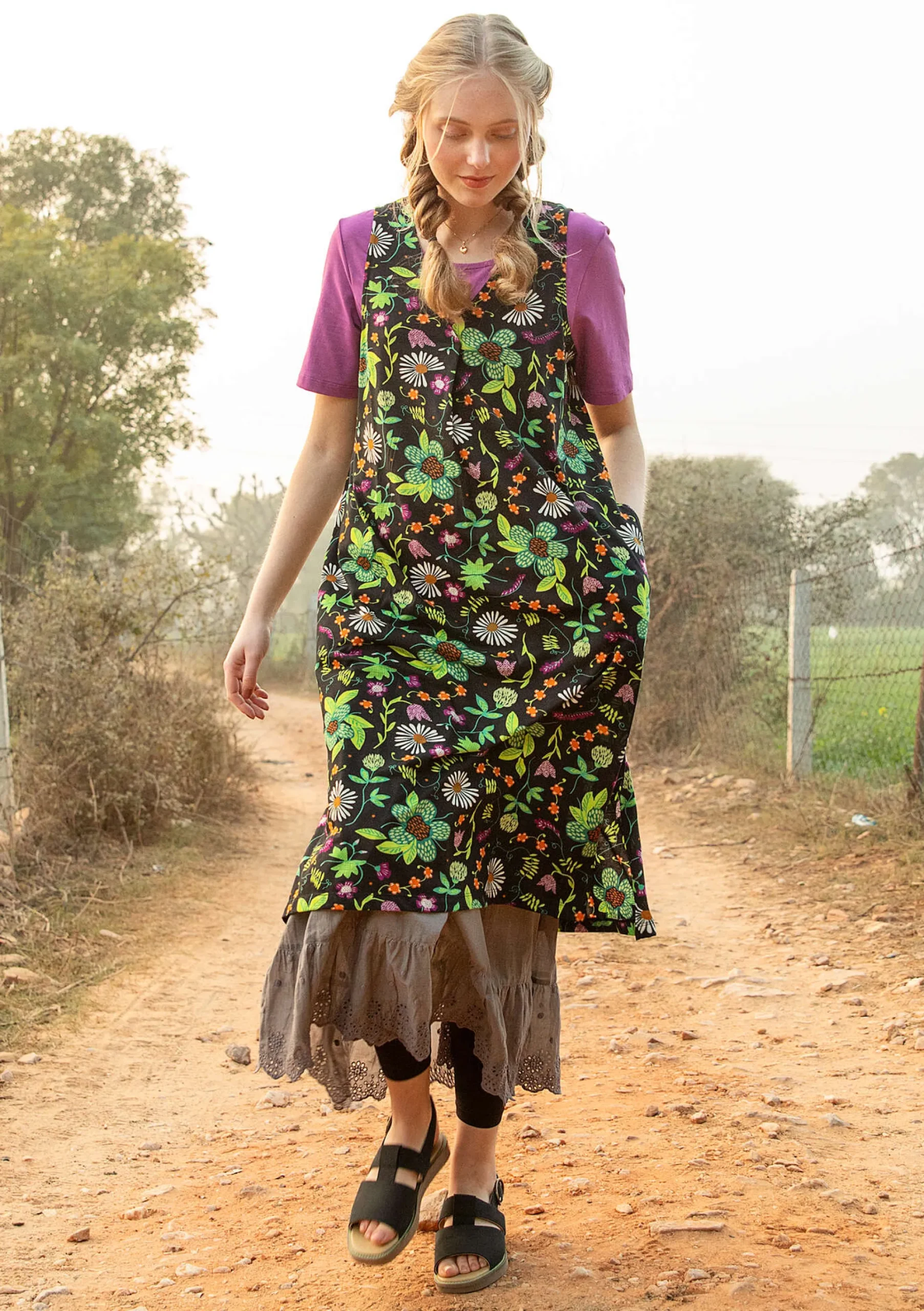 Clearance Gudrun Sjödén Jerseykleid Midsommarsol Aus Bio-Baumwolle schwarz