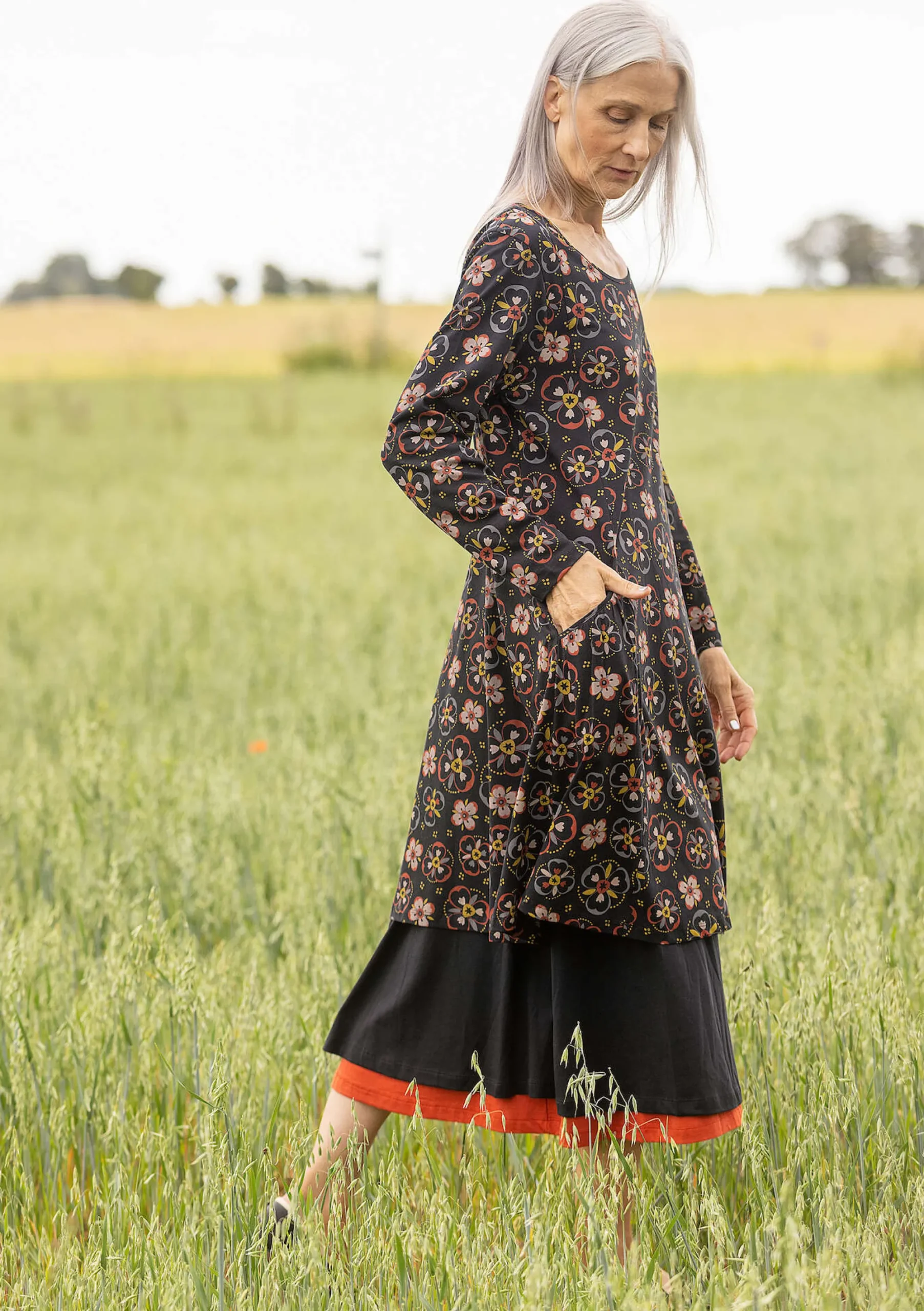 New Gudrun Sjödén Jerseykleid Star Aus Bio-Baumwolle schwarz