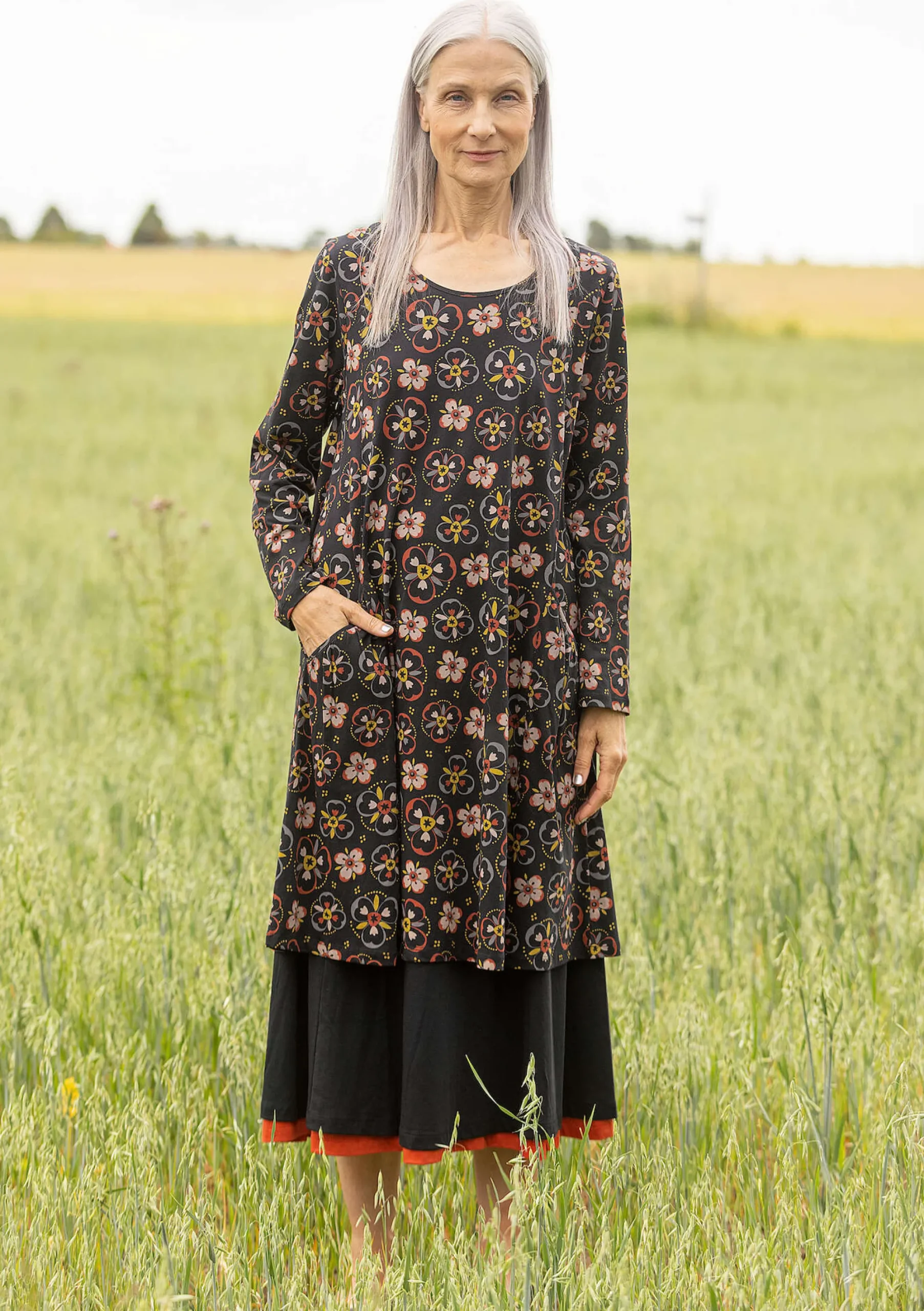 New Gudrun Sjödén Jerseykleid Star Aus Bio-Baumwolle schwarz