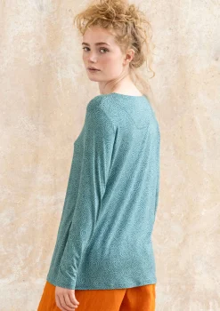 New Gudrun Sjödén Jerseyshirt Ada Aus Lyocell/Elasthan aqua-gemustert