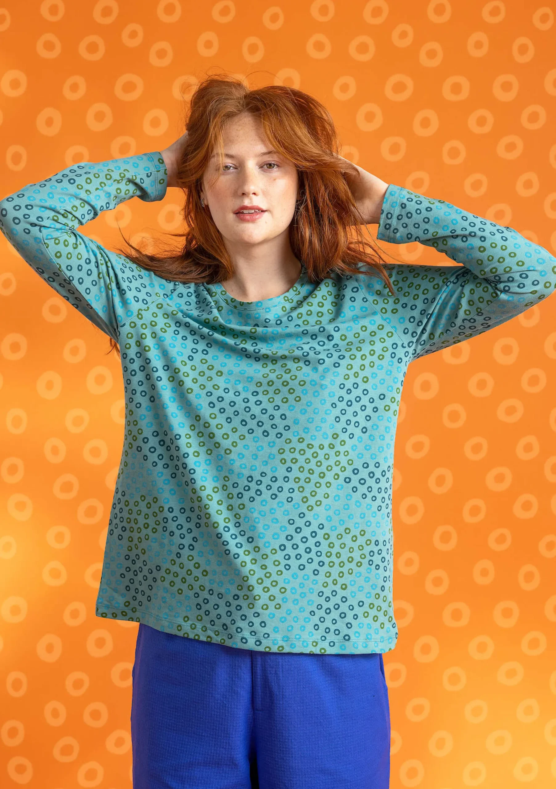 New Gudrun Sjödén Jerseyshirt Stella Aus Bio-Baumwolle/Elasthan aquamarin-gemustert