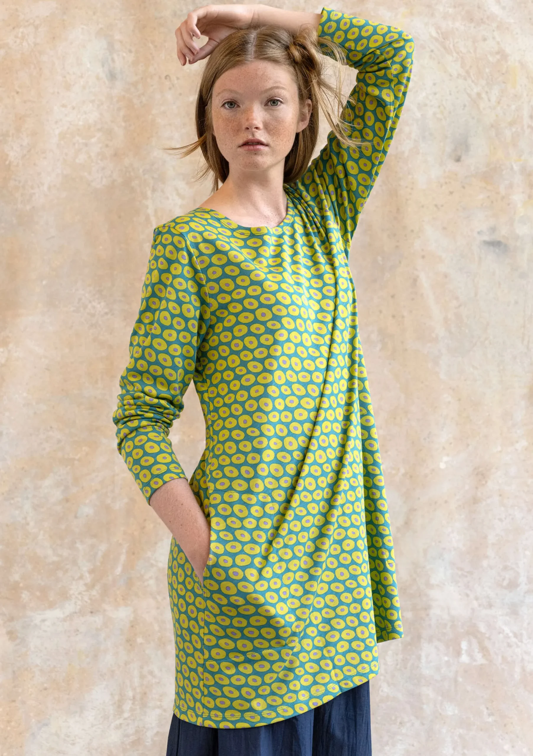 Outlet Gudrun Sjödén Jerseytunika Billie Aus Bio-Baumwolle/Modal aqua-gemustert