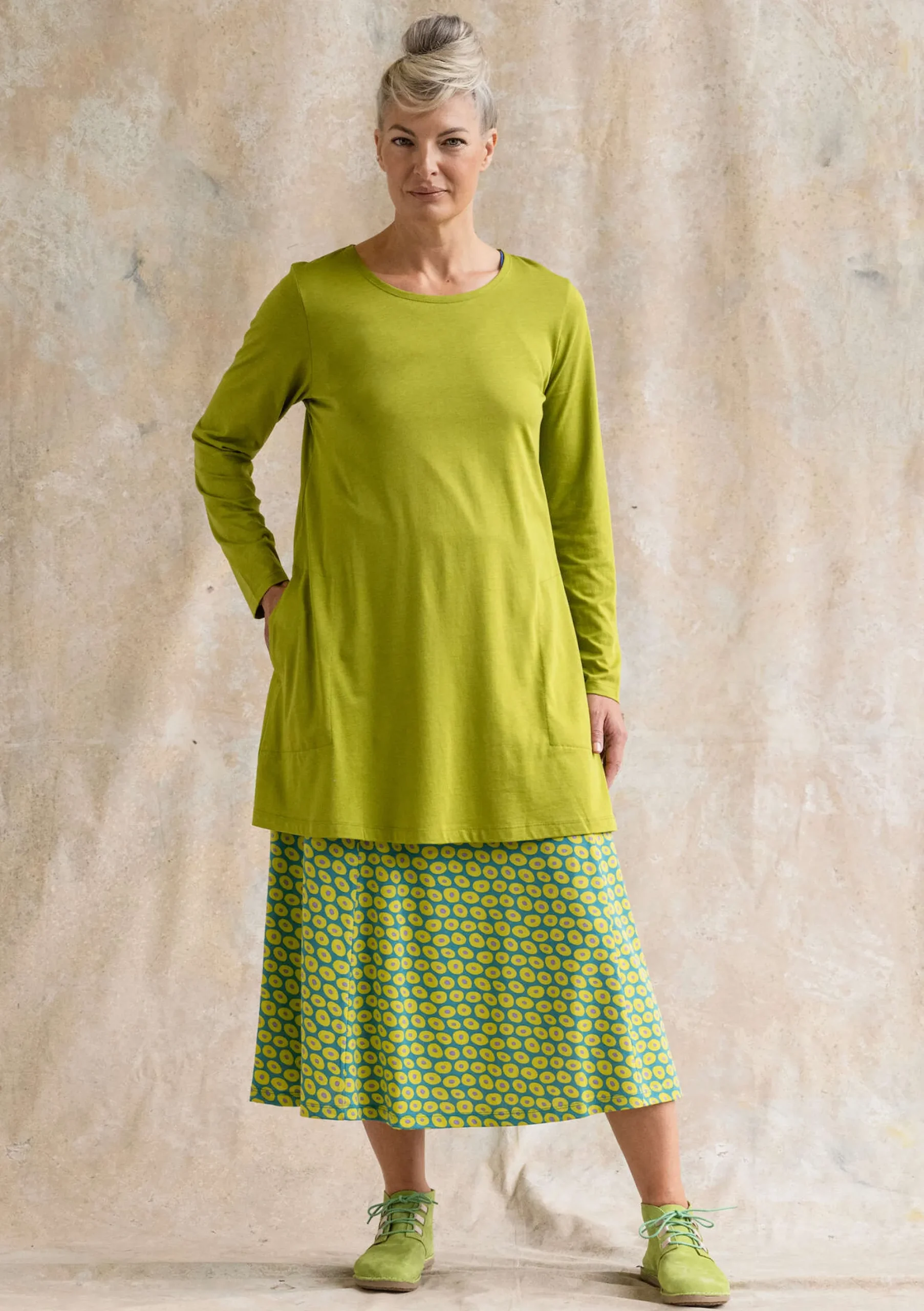 New Gudrun Sjödén Jerseytunika Billie Aus Bio-Baumwolle/Modal hellkräutergrün