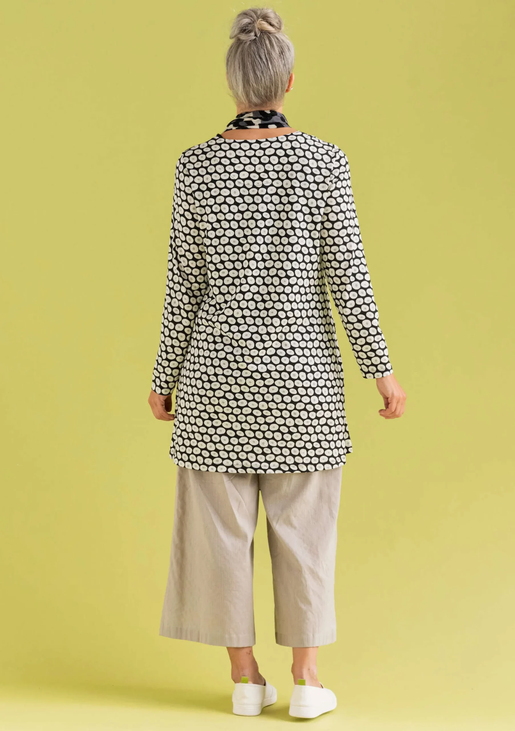 Hot Gudrun Sjödén Jerseytunika Billie Aus Bio-Baumwolle/Modal schwarz-gemustert