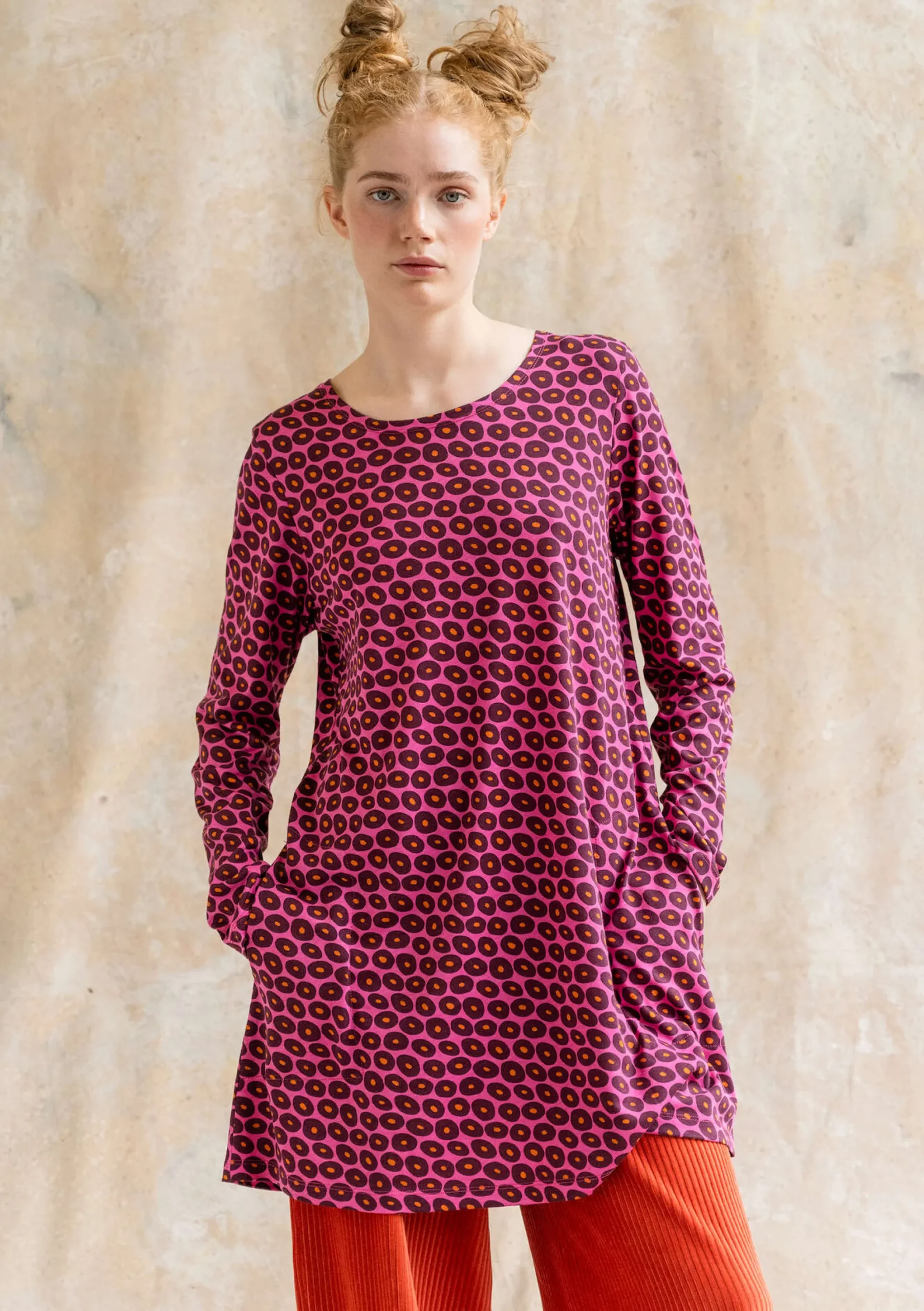 Hot Gudrun Sjödén Jerseytunika Billie Aus Bio-Baumwolle/Modal hibiskus-gemustert