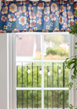 Hot Gudrun Sjödén Kaffeehausgardine Desert Bloom Aus Bio-Baumwolle porzellanblau