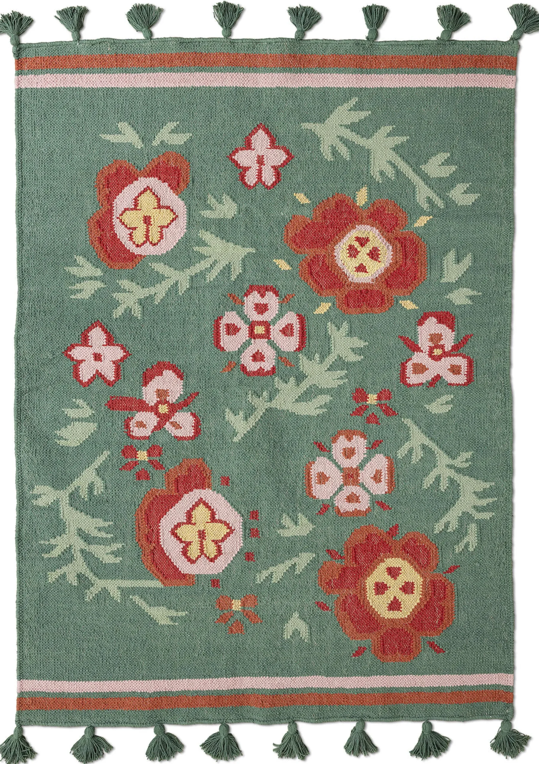 Gudrun Sjödén Kelim Petals Aus Bio-Baumwolle meeresgrün