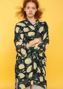 New Gudrun Sjödén Kimono Limone Aus Viskosegewebe schwarz