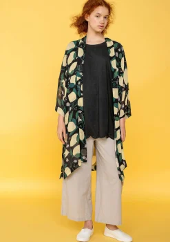 New Gudrun Sjödén Kimono Limone Aus Viskosegewebe schwarz