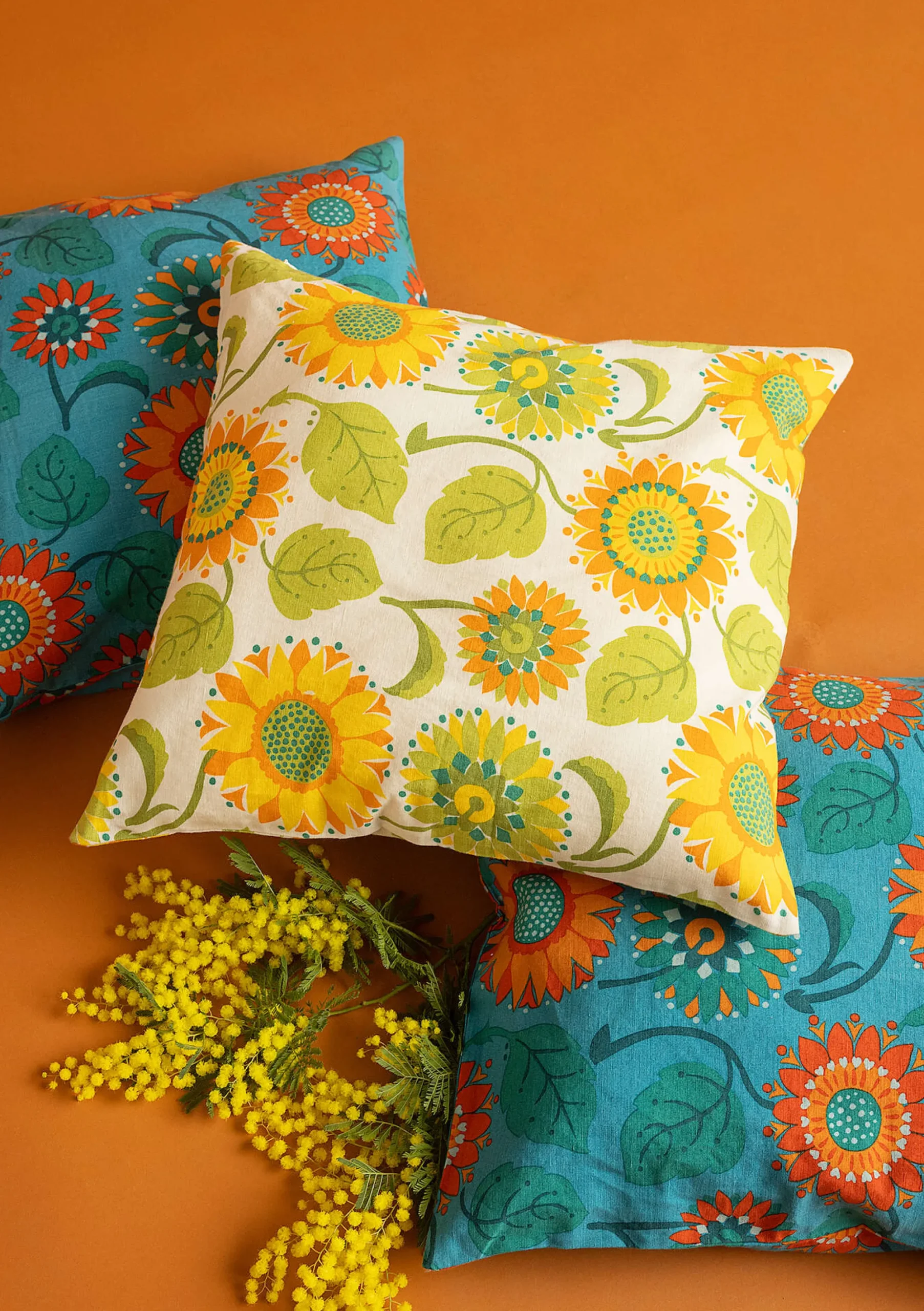 Clearance Gudrun Sjödén Kissenhülle Sunflower Aus Bio-Baumwolle/Leinen hellsand