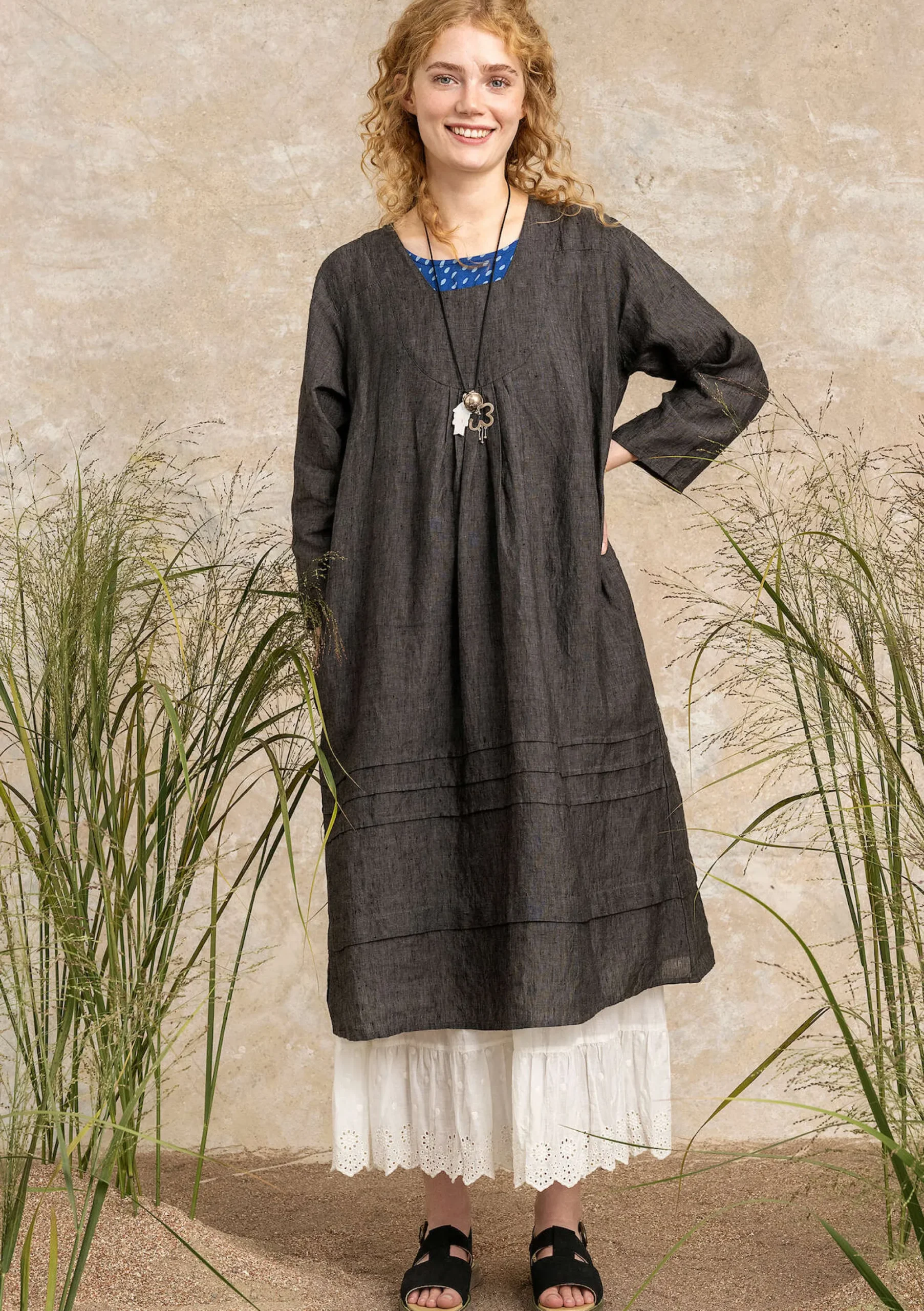 New Gudrun Sjödén Kleid Aus Leinengewebe schwarz
