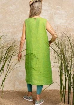 Sale Gudrun Sjödén Kleid Aus Leinengewebe erbsengrün