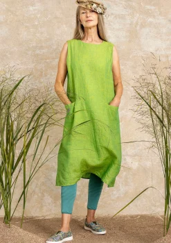 Sale Gudrun Sjödén Kleid Aus Leinengewebe erbsengrün