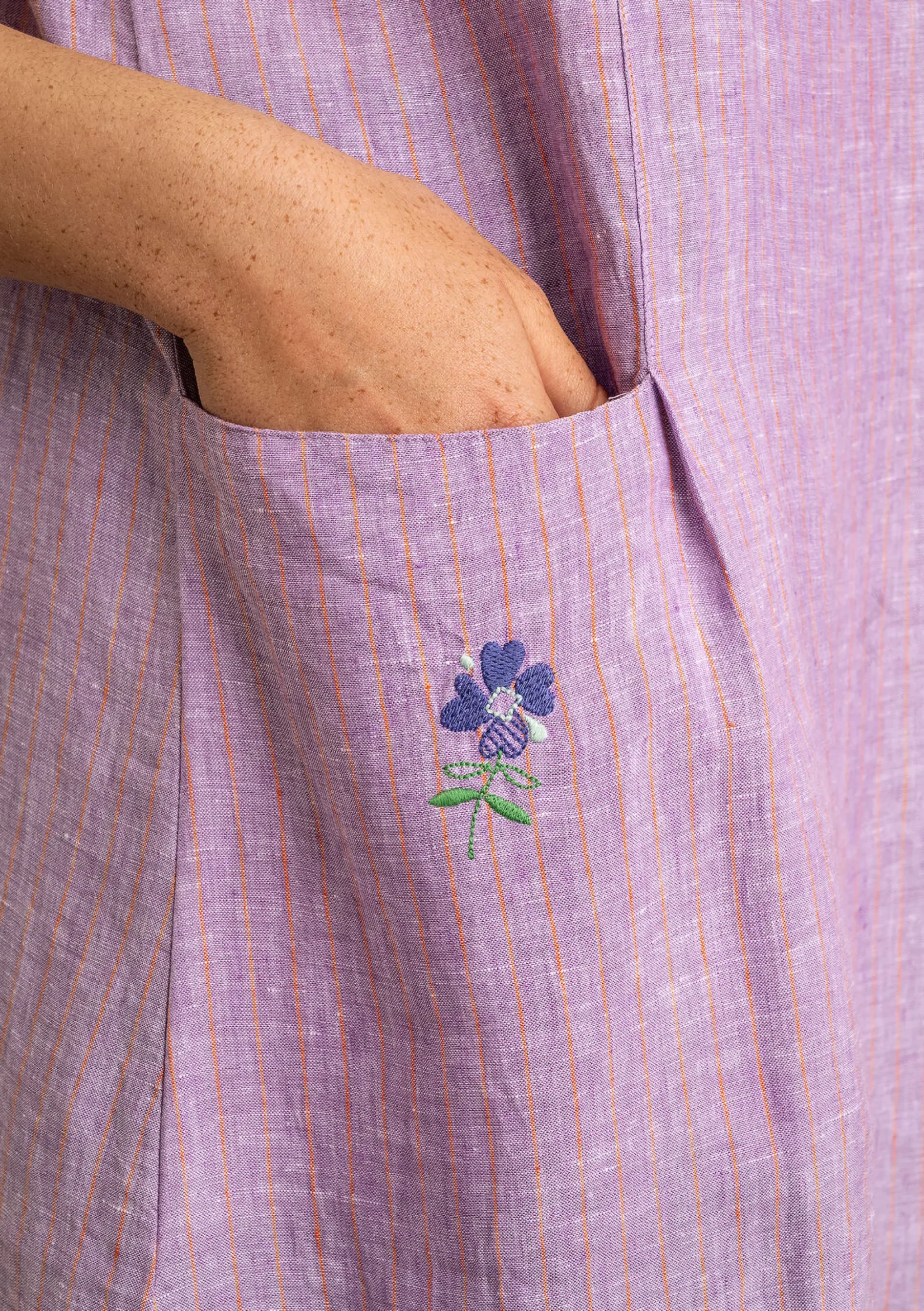 Online Gudrun Sjödén Kleid Aus Leinengewebe puderlila-gestreift