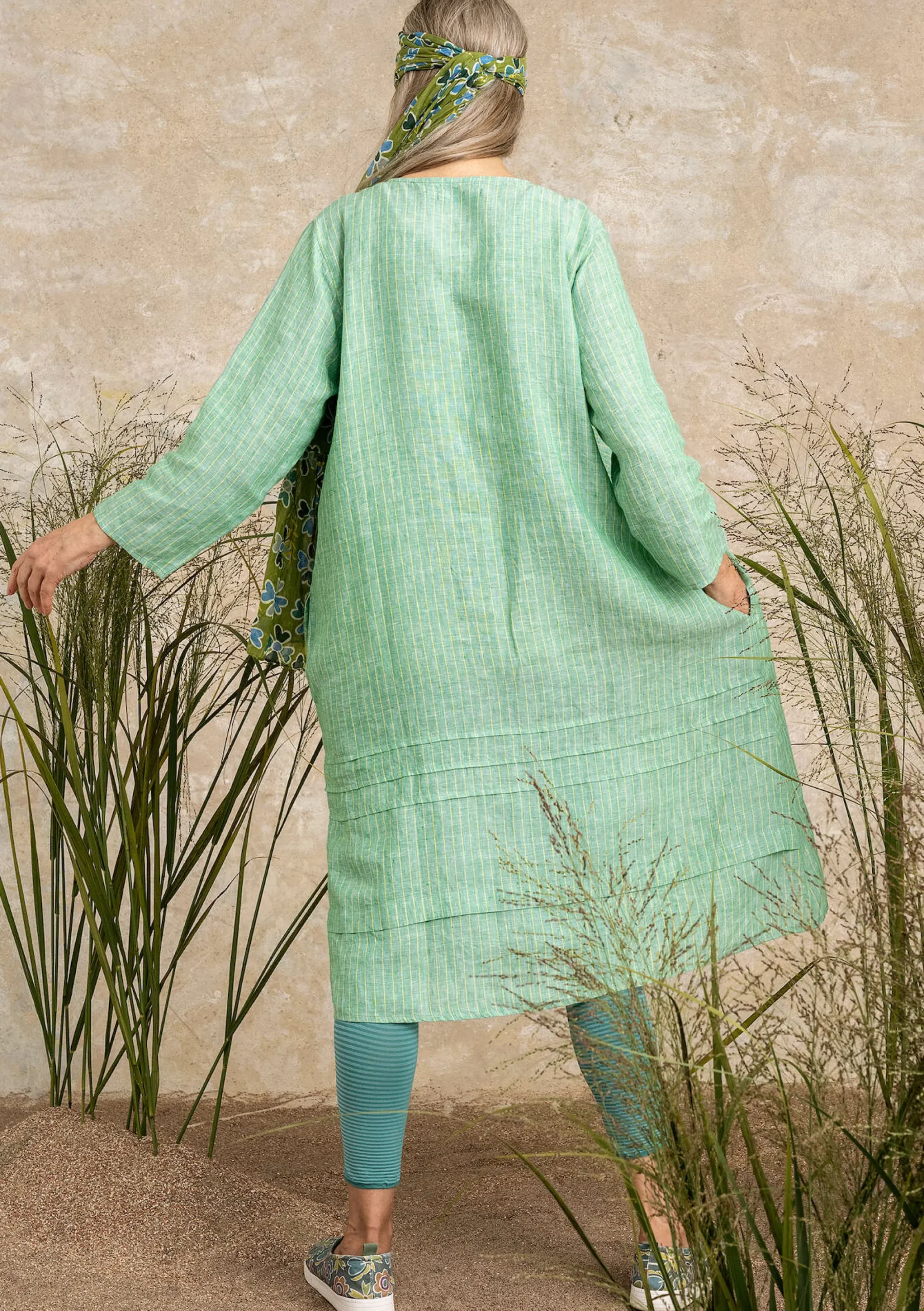 Online Gudrun Sjödén Kleid Aus Leinengewebe lotusgrün-gestreift