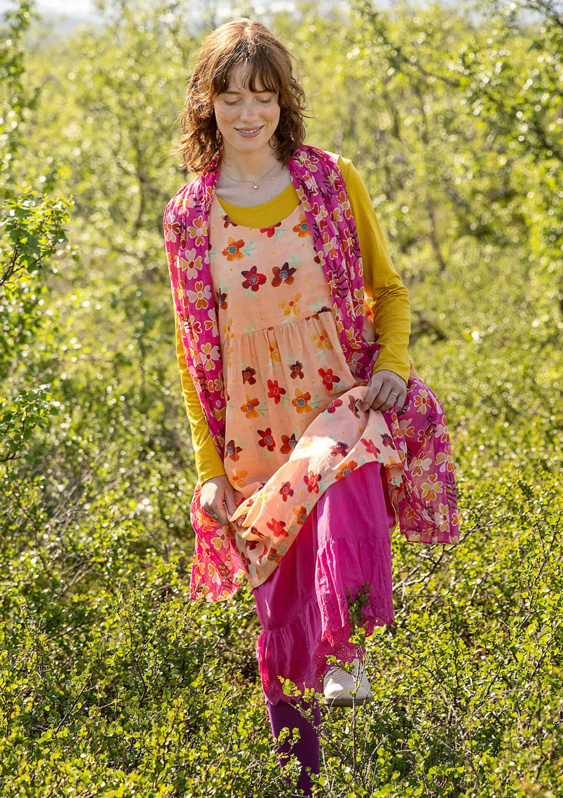 Clearance Gudrun Sjödén Kleid Brush Aus Bio-Baumwollgewebe lilie