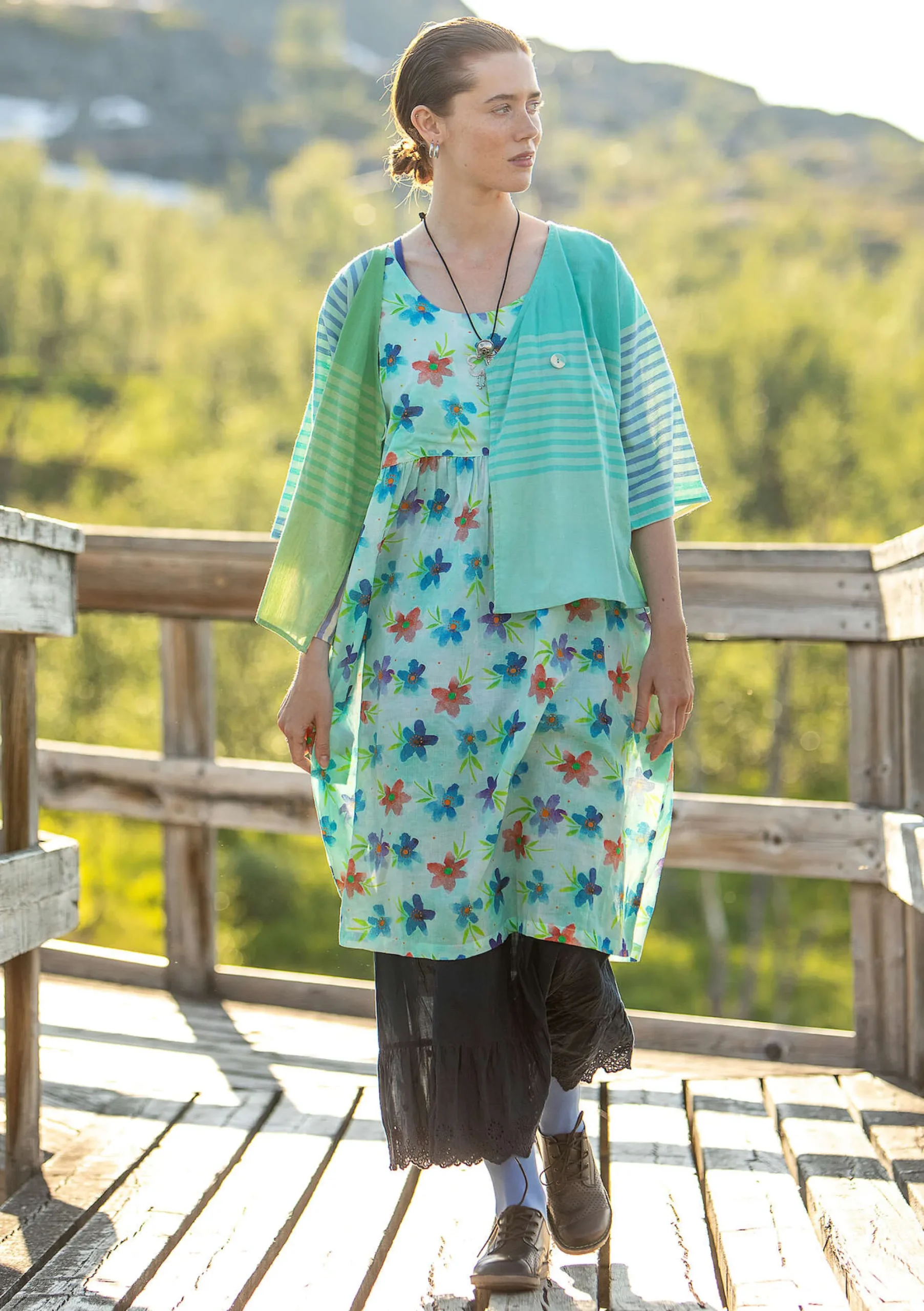 Hot Gudrun Sjödén Kleid Brush Aus Bio-Baumwollgewebe hellsandgrün